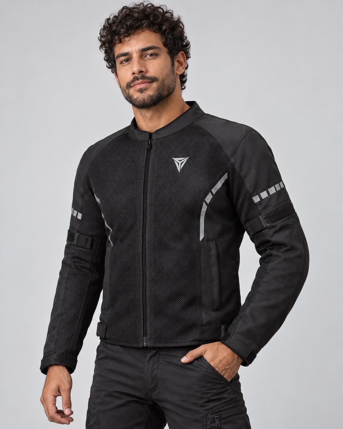 Jaqueta de malha — preta e cinza — Preto