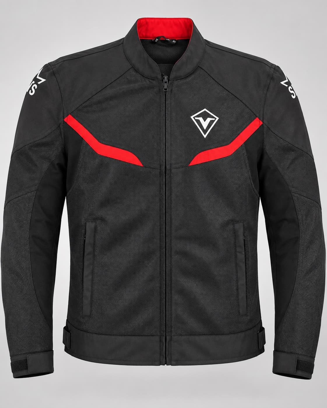 Mesh moto jacket — black and red