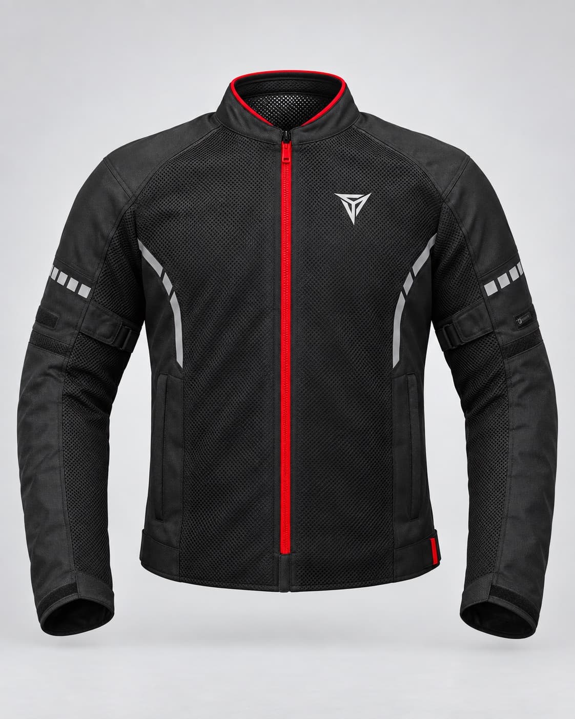 Mesh moto jacket — red zip