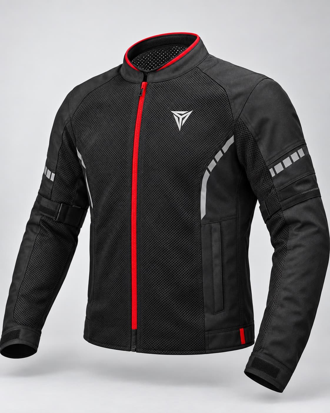Jaqueta de malha — zíper vermelho — Preto
