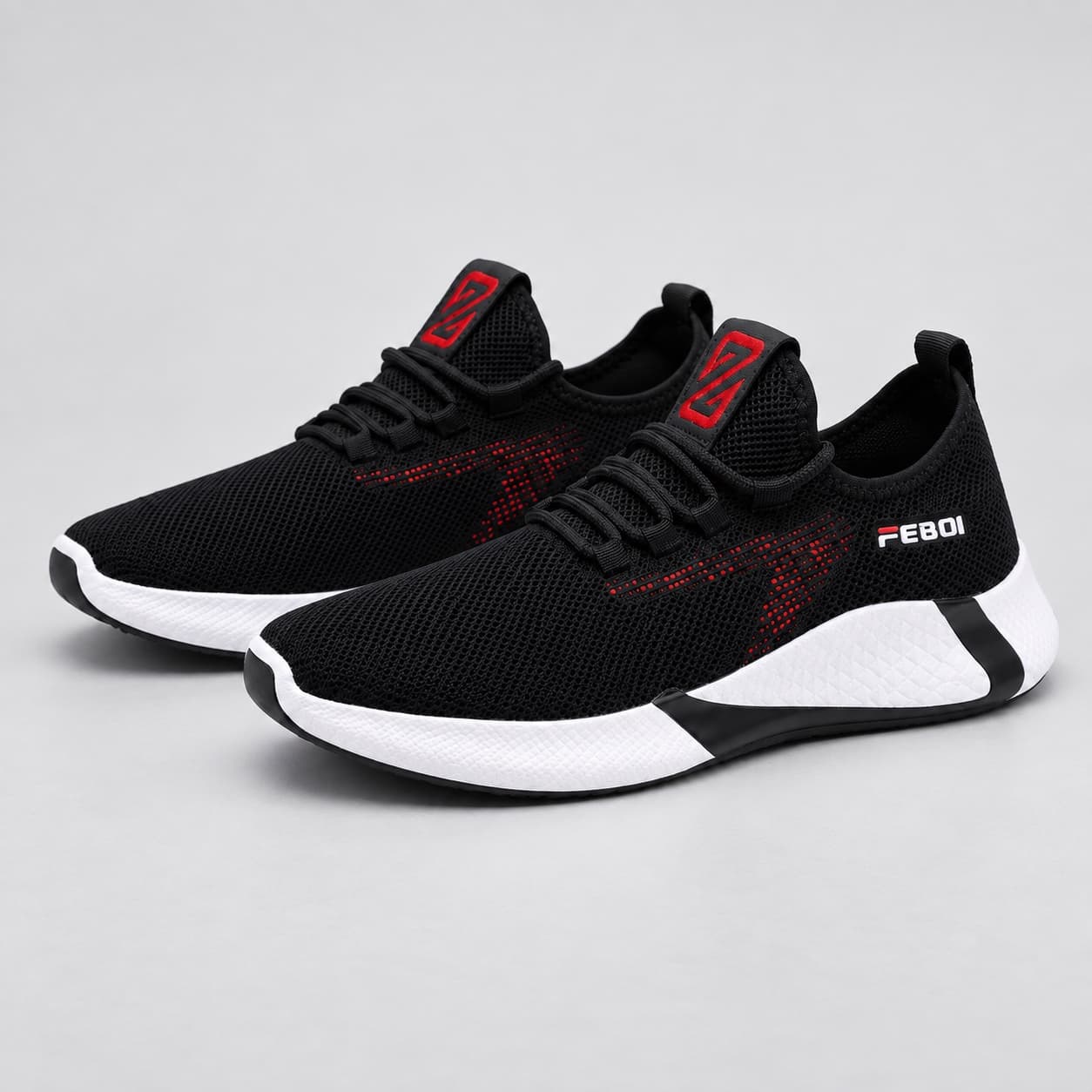 Black and red running shoe — Black